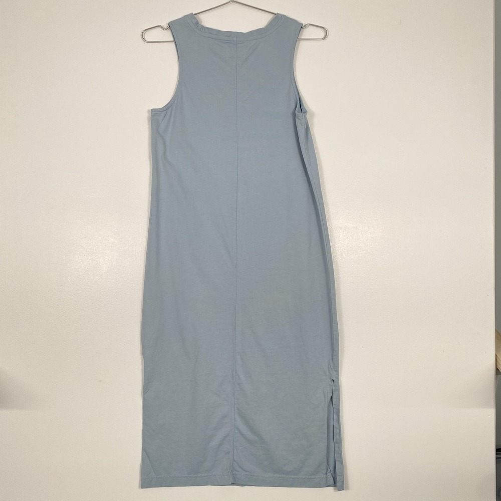 Pact Tank Dress Womens Small Blue Organic Cotton Jersey Pocket Side Slit Midi - Picture 4 of 13